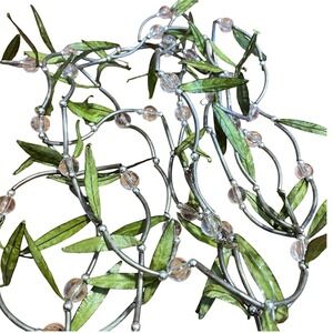 West Elm Silver Leaf Garland 12 Feet‎ Beaded Holiday Modern